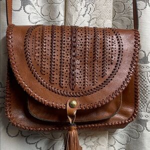 Patricia Nash Tan Leather Crossbody Bag